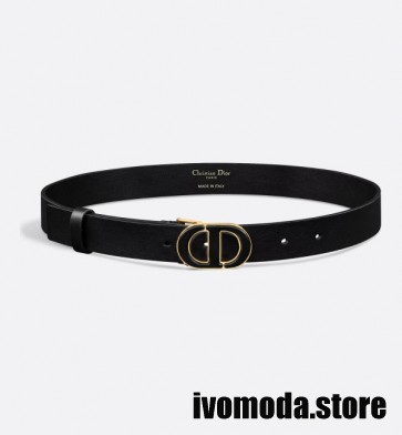 Lady's Dior 30 Montaigne Belt in Black Smooth Calfskin, 25 MM