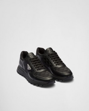 Men's Prada Leather And Re-Nylon High-Top Sneakers