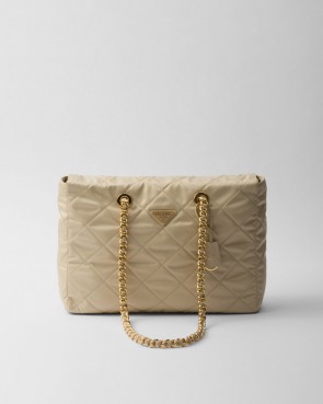 Lady's Prada Prada Re-Edition 1995 Chaîne large Re-Nylon bag Desert Beige