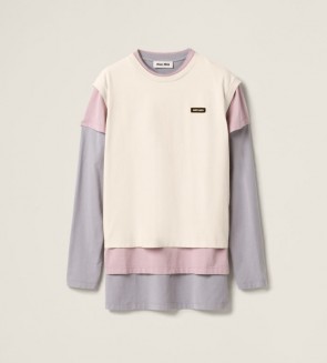 Lady's Miu Miu Set Of 3 Jersey T-Shirts Opal/Granite/Sand