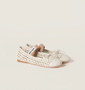 Lady's Miu Miu Woven Nappa Leather Ballerinas