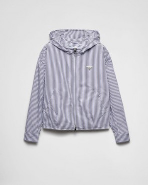 Lady's Prada Striped Poplin Blouson Jacket
