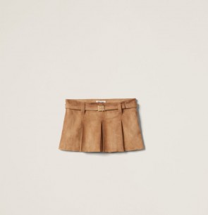 Lady's Miu Miu Pleated Suede Skirt