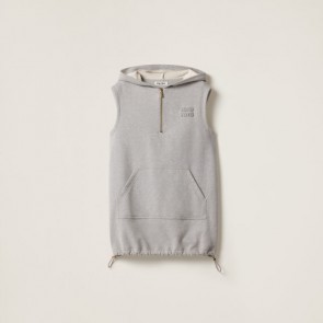 Lady's Miu Miu Cotton Fleece Hoodie Dress Grey