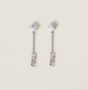 Lady's Miu Miu Metal Earrings With Crystals