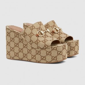 Lady's Gucci Wedge Sandal With Horsebit