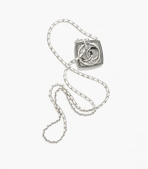 Lady's Chanel Long Necklace in Metal, Calfskin & Strass