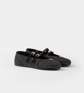 Lady's Prada Suede Ballerinas With Crystals