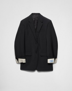 Lady's Prada Single-Breasted Kid Mohair Jacket