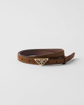 Lady's Prada Suede belt Cocoa Brown