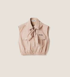 Lady's Miu Miu Sleeveless Poplin Shirt With Scarf