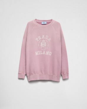 Lady's Prada Cotton Crew-Neck Sweatshirt Mauve