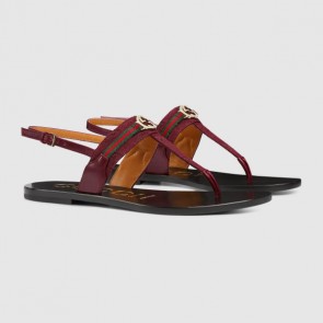 Lady's Gucci Interlocking G Web Sandal Rosso Ancora Red