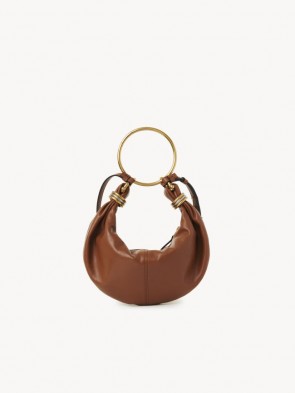 Lady's Chloe Small Bracelet Hobo Bag In Grained Leather