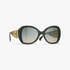 Lady's Chanel Butterfly Sunglasses Khaki & Green