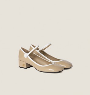 Lady's Miu Miu Two-Tone Patent Leather Mary Jane Pumps