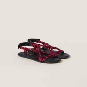 Lady's Miu Miu Riviere Cord and Leather Sandals