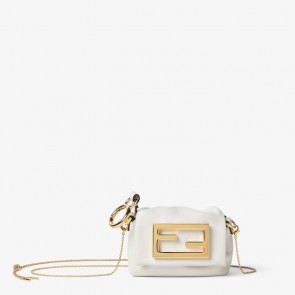 Lady's Fendi Mamma Baguette Nano Bag in White Leather Miniature Bag