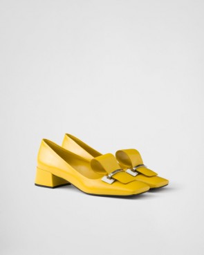 Lady's Prada Brushed Leather Pumps Sunny Yellow