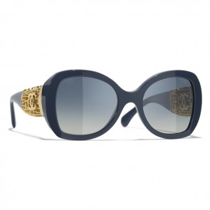Lady's Chanel Butterfly Sunglasses Blue & Gray