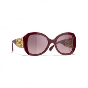 Lady's Chanel Butterfly Sunglasses Brown & Red