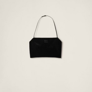 Lady's Miu Miu Stretch Velvet Top Black