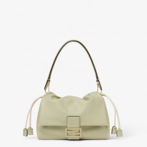 Lady's Fendi Mamma Baguette Medium Bag In Sage Green Nappa Leather
