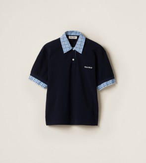 Lady's Miumiu Piqué and Poplin Polo Shirt