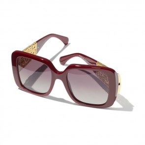 Lady's Chanel Square Sunglasses Red & Brown   