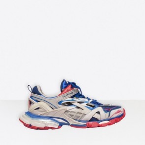 Balenciaga Track.2 Sneaker in beige blue and red neoprene and rubber