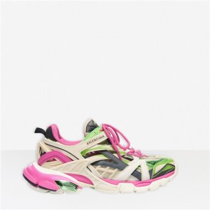 Balenciaga Track.2 Sneaker in white green and pink neoprene and rubber