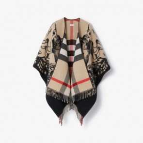 Lady's Burberry EKD Wool Cape Archive Beige