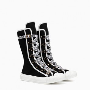 Women high top trainer in black canvas sneakers KCK179CVA_S12X