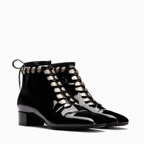 Women lace up ankle boot in black patent calfskin KCI016VNI_S900