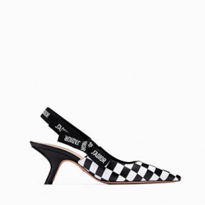 Women high heeled shoe in black and white printed calfskin leather KCC200CKP_S17X