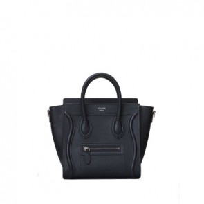 Women nano luggage bag in drummed calfskin Black/Red