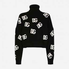Lady's Dolce Gabbana Cropped Cashmere Sweater With DG Logo Inlay