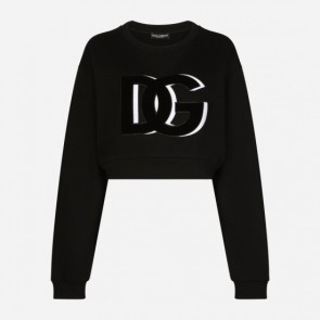 Lady's Dolcegabbana Cropped Jersey Sweatshirt With DG Logo Patch