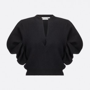 Lady's Dior Short-Sleeved Draped Sweater