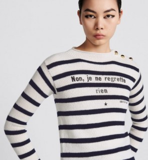 Lady's Dior Marinière 'non, Je Ne Regrette Rien' Sweater