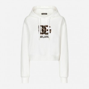 Lady's Dolce gabbana Jersey Hoodie With Carpet-Stitch DG Patch