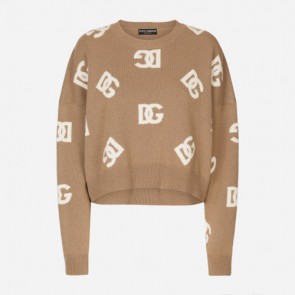 Lady's Dolce Gabbana Cropped Wool Sweater With DG Inlay