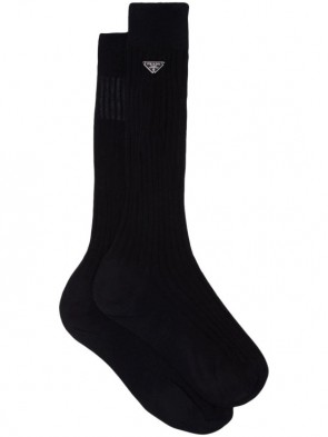 Lady's Prada Logo-Plaque Socks