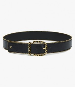 Lady's Chanel Wide Belt Black & Gold