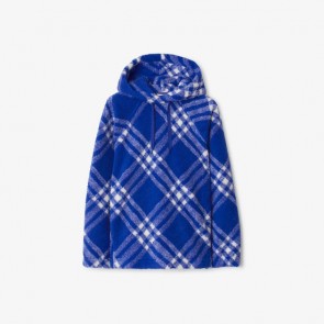 Men's Burberry Check Fleece Hoodie Knight