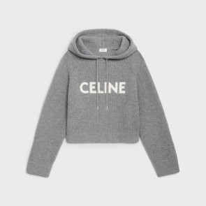 Lady's Celine Sweater With Hood In Wool Medium Grey