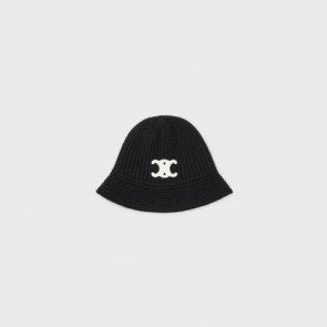 Celine Cloche Bucket Hat In Seamless Cashmere