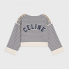 Lady's Celine Embroidered MariniÈre In Cotton Knit Sweater