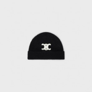 Lady's Celine Hat Triomphe Beanie In Seamless Cashmere