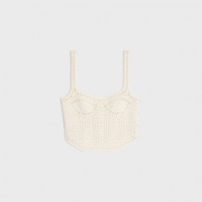 Lady's Celine Bustier Tank Top In Crocheted Cotton